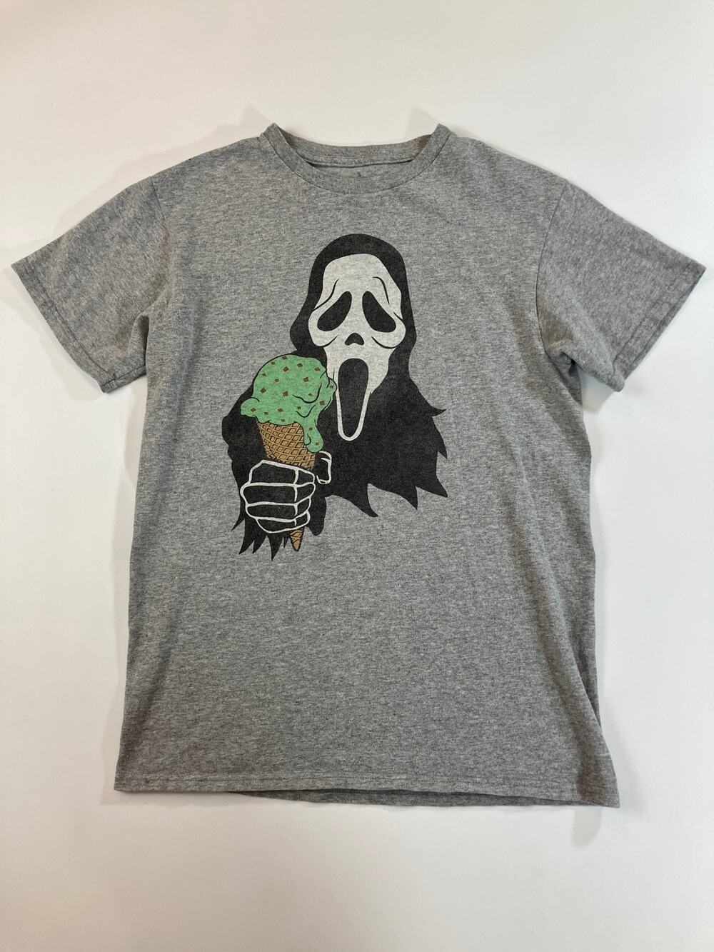 Scream Ghost Face Ice Cream T Shirt Men’s S Gray Horror Movie Graphic Tee